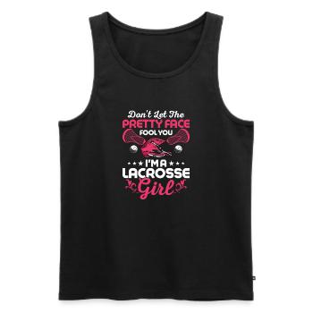 Don't Let The Pretty Face Fool You I'm A Lacrosse - Männer Premium Bio Tank Top - Schwarz - Vorne - Michal (187cm)