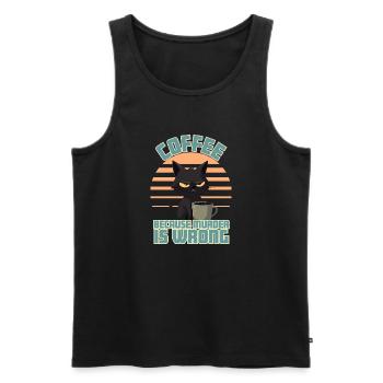 Coffee, Because Murder is Wrong - Men's Premium Organic Tank Top - black - Front - AI Model Male 178 light (178cm)
