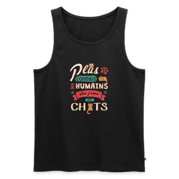 J aime mes chats - Débardeur bio Premium Homme - noir - Devant - Michal (187cm)