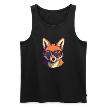Fuchs mit Sonnenbrille, Reineke, Rotpelz, Schlitz - Männer Premium Bio Tank Top - Schwarz - Vorne - AI Model Male 178 light (178cm)