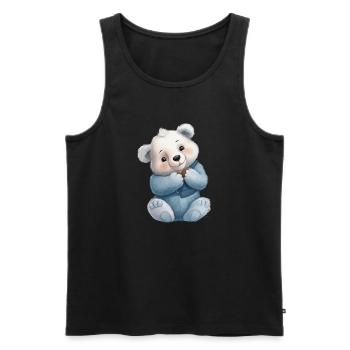 Teddy - Männer Premium Bio Tank Top - Schwarz - Vorne - Michal (187cm)