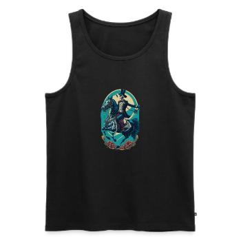 Skelett im Anzug reitet Pferd Cool Comic Cartoon - Männer Premium Bio Tank Top - Schwarz - Vorne - AI Model Male 178 light (178cm)