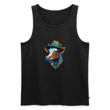 Bunte Kuh mit Hut Lustige Kühe Farmer Bauer - Männer Premium Bio Tank Top - Schwarz - Vorne - AI Model Male 178 light (178cm)