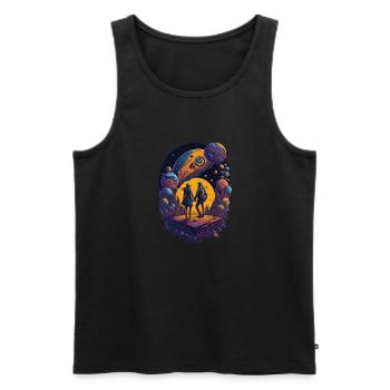 Love Space Holding Hands Lover Gift - Men's Premium Organic Tank Top - black - Front - AI Model Male 178 light (178cm)