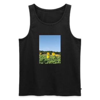 Tournesols et lune matinale - Débardeur bio Premium Homme - noir - Devant - Michal (187cm)
