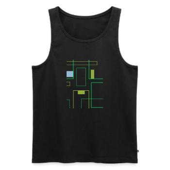 Carres et lignes en verte minimaliste tendance - Débardeur bio Premium Homme - noir - Devant - Michal (187cm)
