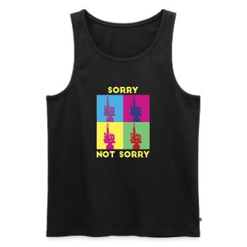 Sorry Not Sorry. Ironic and Funny Design - Men's Premium Organic Tank Top - black - Front - AI Model Male 178 light (178cm)