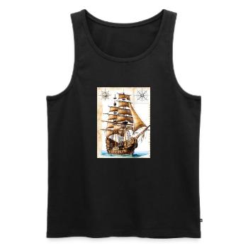 Piratenschiff #1 - Männer Premium Bio Tank Top - Schwarz - Vorne - AI Model Male 178 light (178cm)