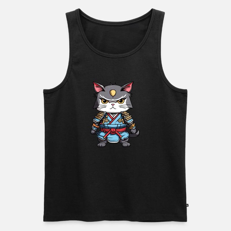 Samurai-Katze #14 - Männer Premium Bio Tank Top - Schwarz