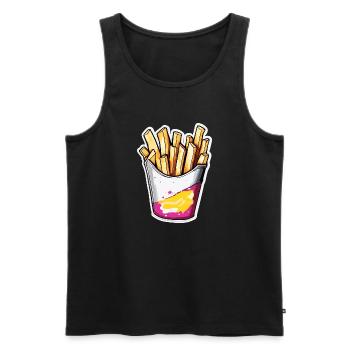 Pommes frites / Fast Food / Kartoffel / Essen - Männer Premium Bio Tank Top - Schwarz - Vorne - Michal (187cm)
