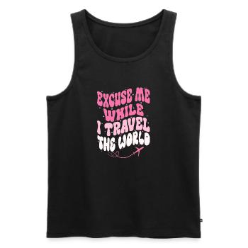 Entschuldigen Sie, während ich die Welt reise Groovy Vintage - Männer Premium Bio Tank Top - Schwarz - Vorne - AI Model Male 178 light (178cm)