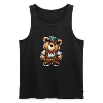Lederhosen / Animal / Traditional costume / Tradition / Bear - Men's Premium Organic Tank Top - black - Front - AI Model Male 178 light (178cm)
