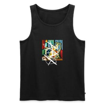 Abstrakte Katze auf T-Shirt - Männer Premium Bio Tank Top - Schwarz - Vorne - AI Model Male 178 light (178cm)