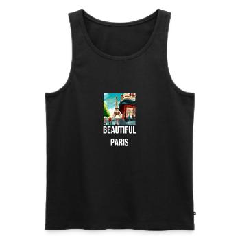 Beau Paris - le beau Paris - Débardeur bio Premium Homme - noir - Devant - AI Model Male 178 light (178cm)