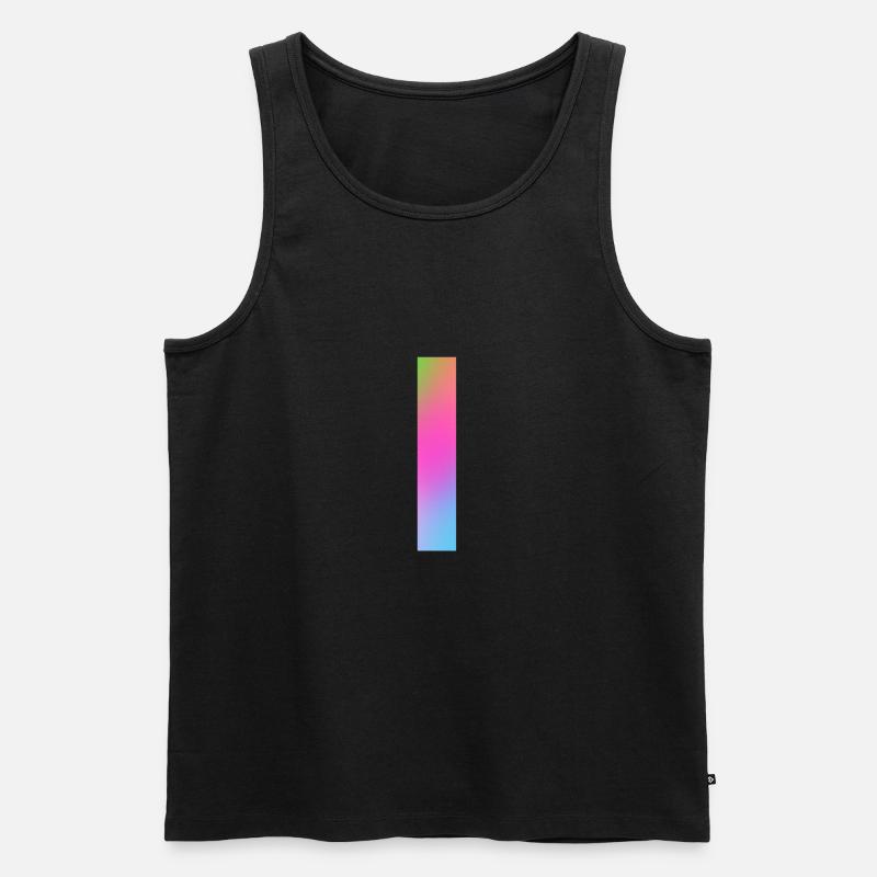 Regenbogenstreifen durch die Mitte - Männer Premium Bio Tank Top - Schwarz