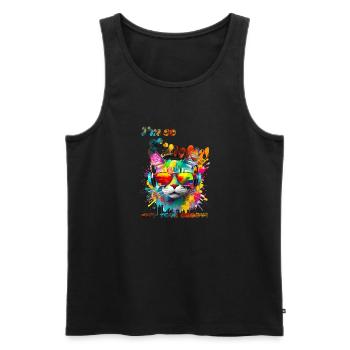 I'm so Funky. Keep your groove. Cat - Men's Premium Organic Tank Top - black - Front - AI Model Male 178 light (178cm)