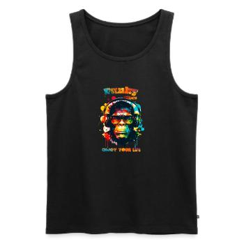 Funky vibes. enjoy your life. Singe - Débardeur bio Premium Homme - noir - Devant - Michal (187cm)