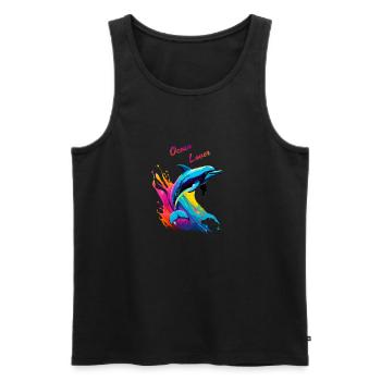 Ocean lover. Dolphin - Men's Premium Organic Tank Top - black - Front - AI Model Male 178 light (178cm)
