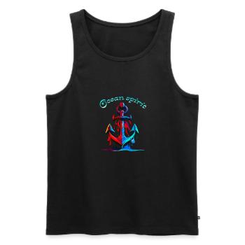 Geist des Ozeans. Seeanker - Männer Premium Bio Tank Top - Schwarz - Vorne - AI Model Male 178 light (178cm)