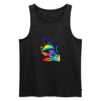 Save the Ocean. Colorful Fish - Men's Premium Organic Tank Top - black - Front - AI Model Male 178 light (178cm)