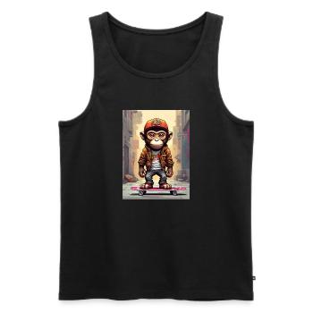 Comic Affe auf Skateboard - Männer Premium Bio Tank Top - Schwarz - Vorne - AI Model Male 178 light (178cm)