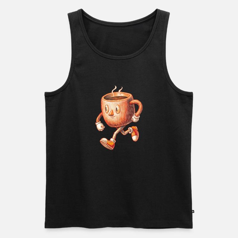 KAFFEE - Männer Premium Bio Tank Top - Schwarz