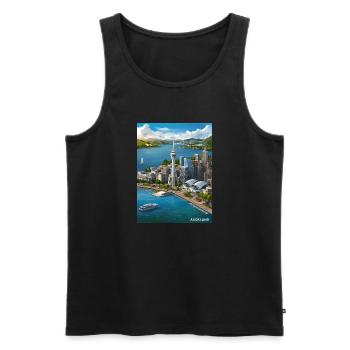 Abenteuer Auckland - Neuseeland - Männer Premium Bio Tank Top - Schwarz - Vorne - Michal (187cm)