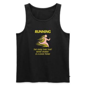 Running Being Chased is a Good Thing - Men's Premium Organic Tank Top - black - Front - AI Model Male 178 light (178cm)
