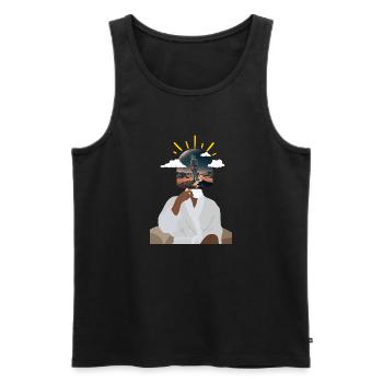 Café et astronaute - Débardeur bio Premium Homme - noir - Devant - Michal (187cm)