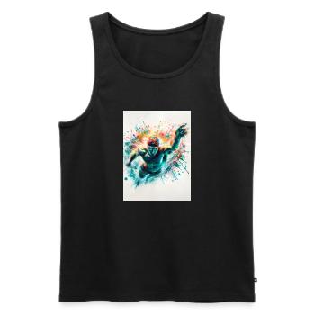 Aquarell-Schwimmer - Männer Premium Bio Tank Top - Schwarz - Vorne - AI Model Male 178 light (178cm)
