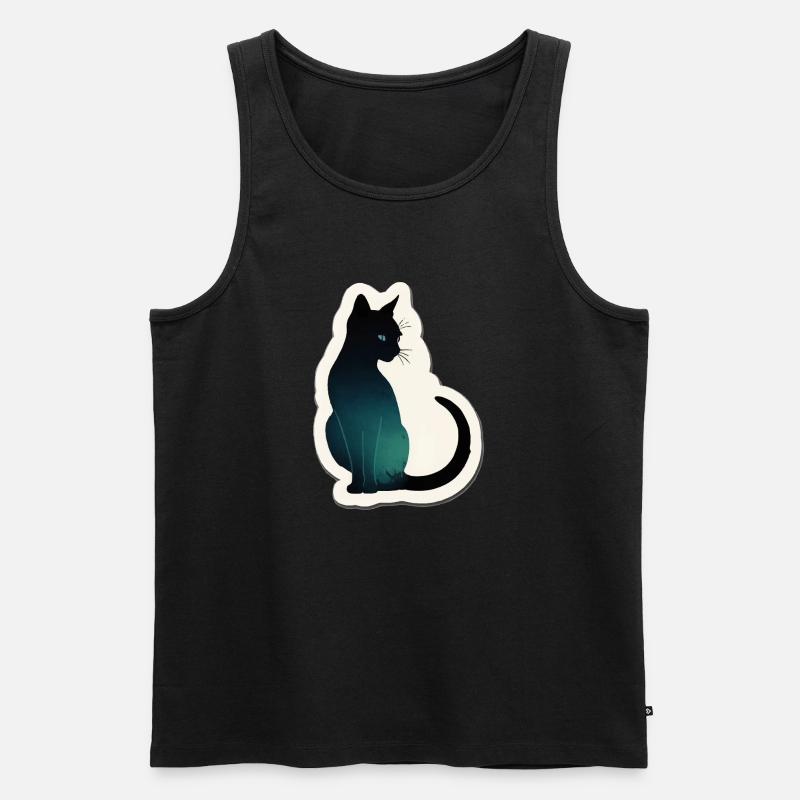 Katze Silhouette - Männer Premium Bio Tank Top - Schwarz