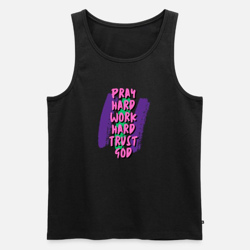 Pray Work Trust GOD - Männer Premium Bio Tank Top - Schwarz