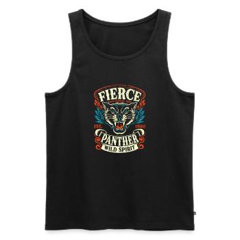 Fierce Panther Old School Tattoo Wild - Men's Premium Organic Tank Top - black - Front - Michal (187cm)