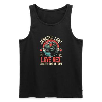 Dinosaure Love T-Rex avec Love Rex - Débardeur bio Premium Homme - noir - Devant - AI Model Male 178 light (178cm)