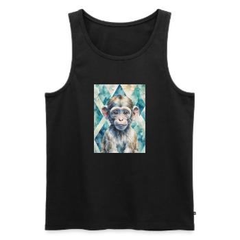 Curious Baby Monkey - Men's Premium Organic Tank Top - black - Front - AI Model Male 178 light (178cm)