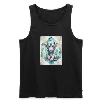 Geometric Baby Monkey - Men's Premium Organic Tank Top - black - Front - AI Model Male 178 light (178cm)