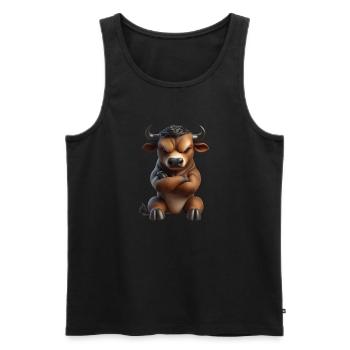 Bull Grim 1 - Men's Premium Organic Tank Top - black - Front - Michal (187cm)