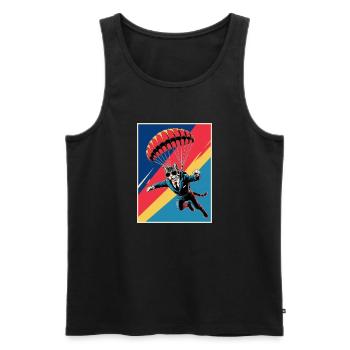 Cat with Parachute - Männer Premium Bio Tank Top - Schwarz - Vorne - AI Model Male 178 light (178cm)