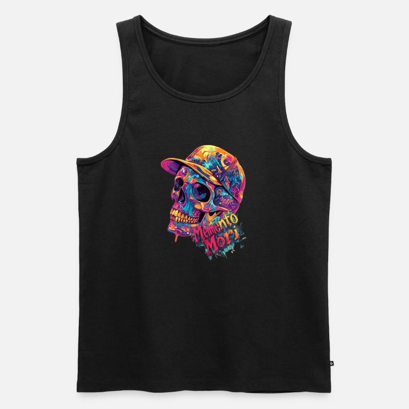 Totenkopf mit Basecap - Männer Premium Bio Tank Top - Schwarz