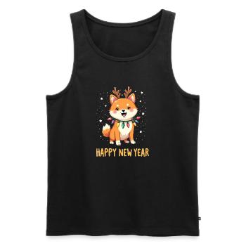New Year's Eve Shiba - Happy New Year - Men's Premium Organic Tank Top - black - Front - AI Model Male 178 light (178cm)