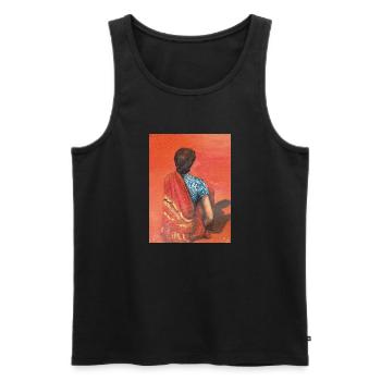 Red sand painting woman in Asia, fun, pretty art - Men's Premium Organic Tank Top - black - Front - AI Model Male 178 light (178cm)