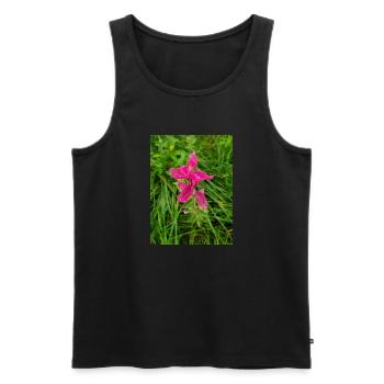 Sclaré sauvage également Sclaré annuel Salvia viridis L. - Débardeur bio Premium Homme - noir - Devant - AI Model Male 178 light (178cm)
