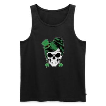 St. Patrick's Day Totenschädel mit grünen Haaren - Männer Premium Bio Tank Top - Schwarz - Vorne - Michal (187cm)