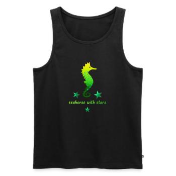 green seahorse with asterisk - Men's Premium Organic Tank Top - black - Front - AI Model Male 178 light (178cm)