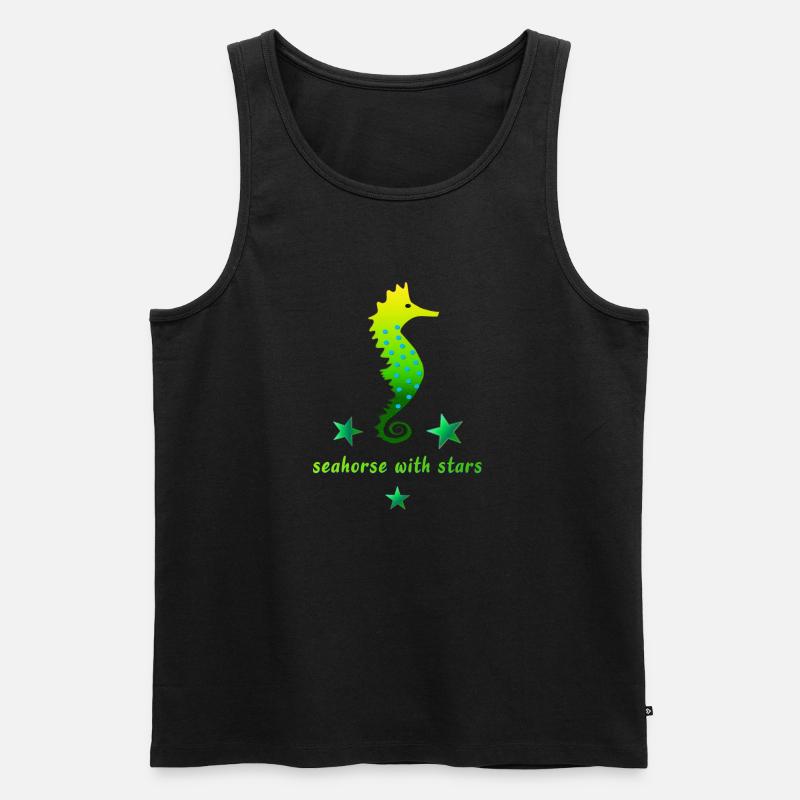 grünes Seepferdchen mit Sternchen - Männer Premium Bio Tank Top - Schwarz