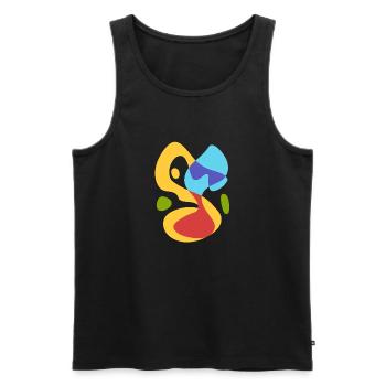summer sea melody - vintage bold abstract - Men's Premium Organic Tank Top - black - Front - AI Model Male 178 light (178cm)