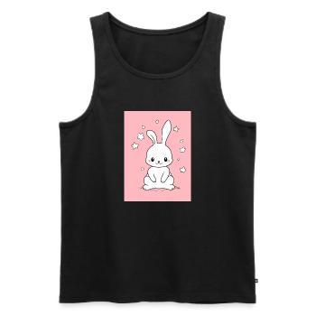 Le petit lapin Whit - Débardeur bio Premium Homme - noir - Devant - AI Model Male 178 light (178cm)