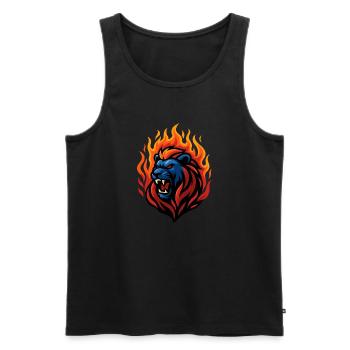 Lion – Brasier rugissant | Mascotte du zodiaque urbain - Débardeur bio Premium Homme - noir - Devant - AI Model Male 178 light (178cm)