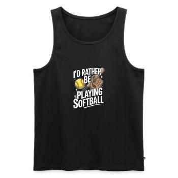 Ich würde lieber die Softball-Saison lustig spielen - Männer Premium Bio Tank Top - Schwarz - Vorne - Michal (187cm)
