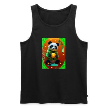 Cyber Panda mit Neon Zitrone - Männer Premium Bio Tank Top - Schwarz - Vorne - AI Model Male 178 light (178cm)